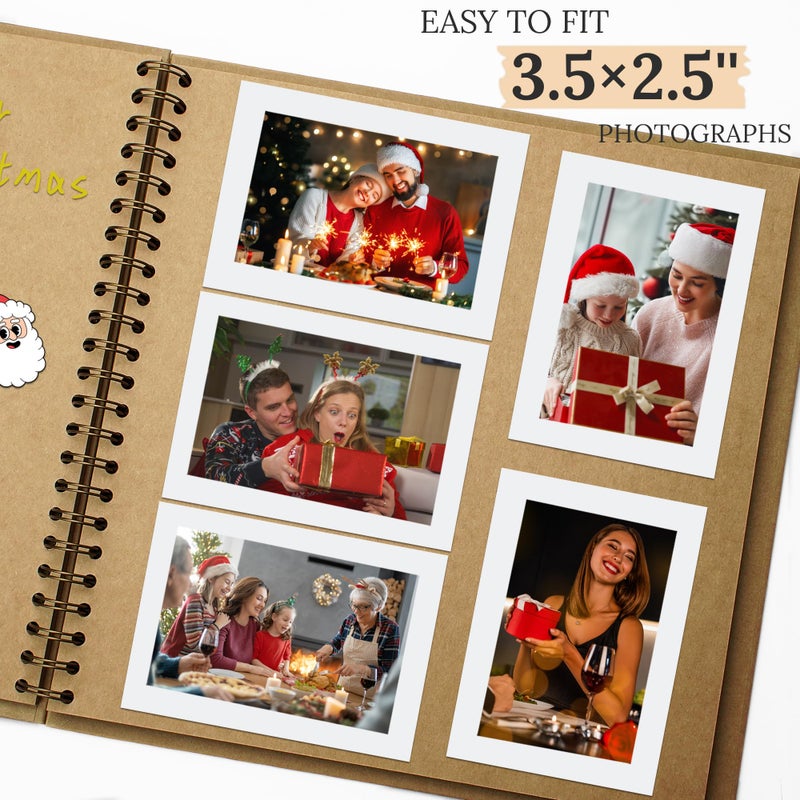 Hiwhy Scrapbook 8x8 Inch DIY Scrapbook Album Hardcover Kraft Paper Scrap Book Photo Albums 40 Pages Perfect for 4x6 / 5x7 Photos Memory Book for Family, Wedding - Image 4