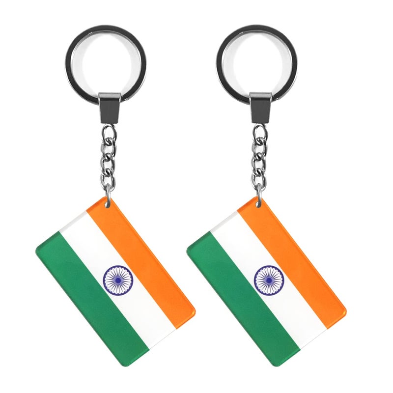 QQSD India Flag Keychain Indian Key Ring 2 Pack - Image 2
