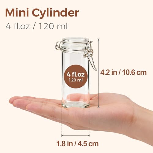ComSaf 4 oz Glass Spice Jars with Airtight Clamp Lids 6 Pack Small Swing Top Glass Containers for Herb Storage Pantry Organization Party Favors DIY Gifts Includes Funnel Labels - Image 3