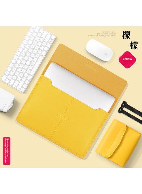For Apple Notebook 13.3Macbook Computer Bag For Huawei Three-in-One Envelope Bag Inner Bag Style-Color:Lemon Yellow (send Accessories Package)-Applicable Model:15/15.6 Inch
