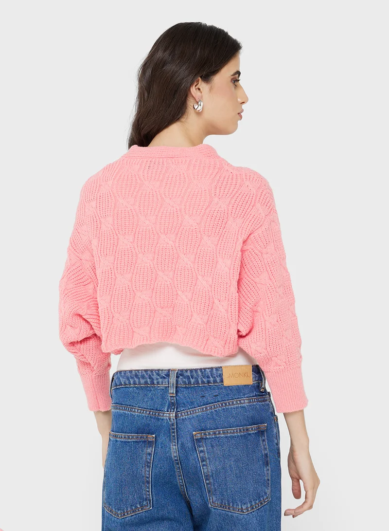 جينجر Chunky Cable Knit Cardigan