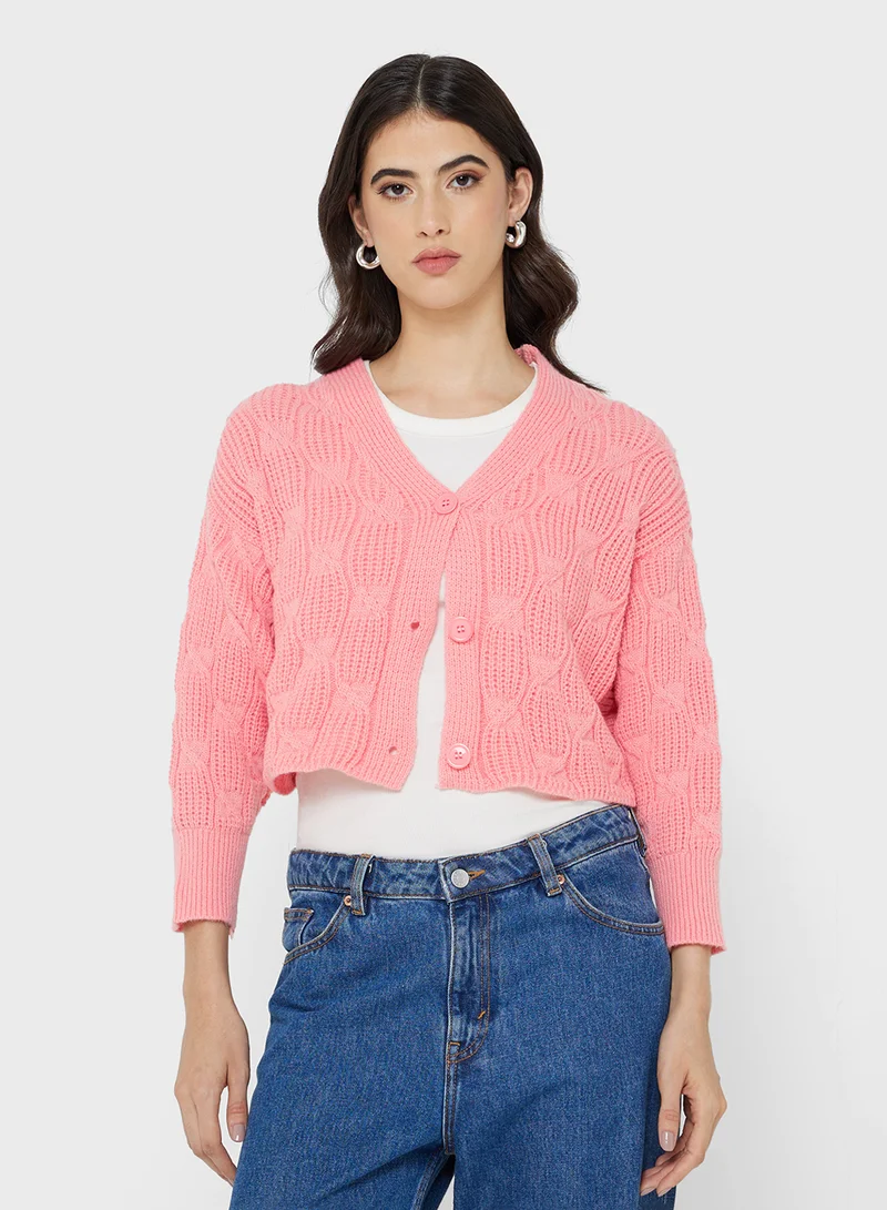 جينجر Chunky Cable Knit Cardigan
