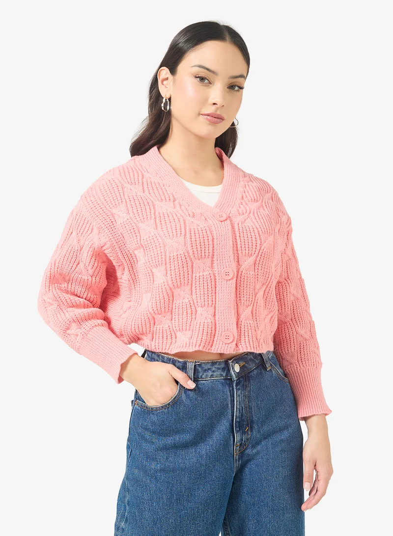 Ginger Chunky Cable Knit Cardigan