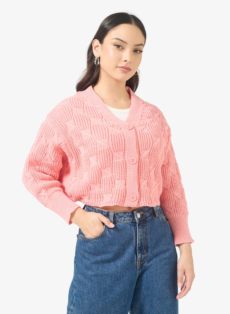 Ginger Chunky Cable Knit Cardigan - Image 1