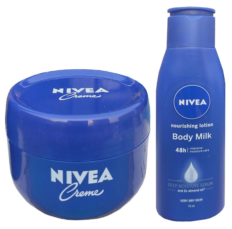 Nivea Cream 200ml with Nourishing Lotion Body Milk 75ml - Image 1