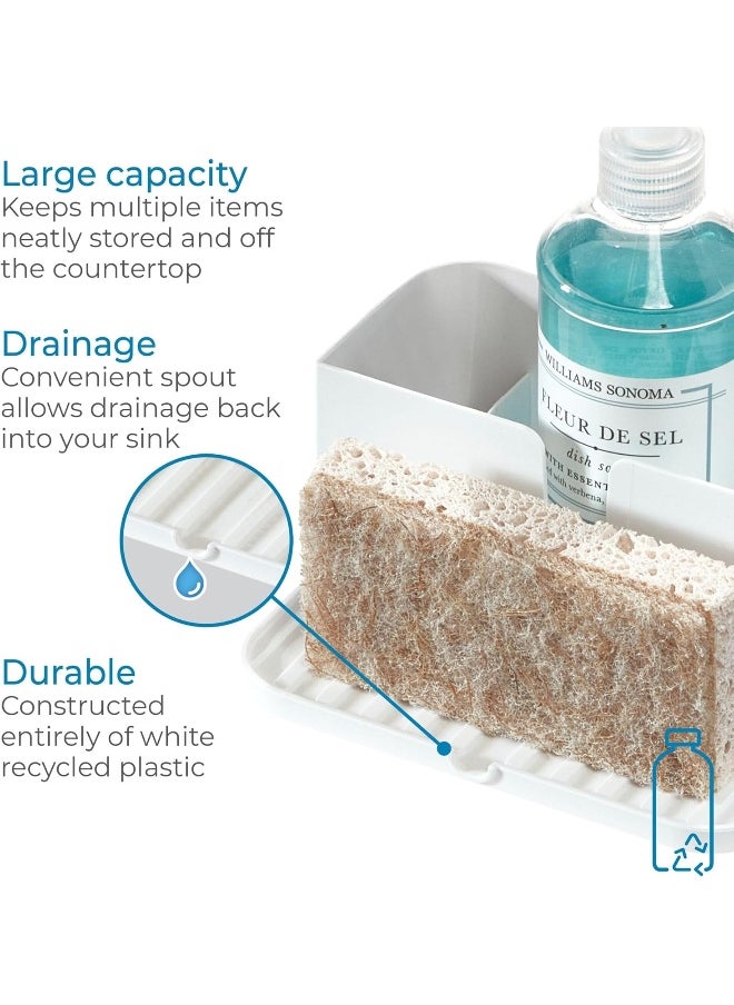InterDesign iDesign Recycled Plastic Sink Caddy with Tray - 4.72” L x 6” W x 2.8” H, White  - Image 4