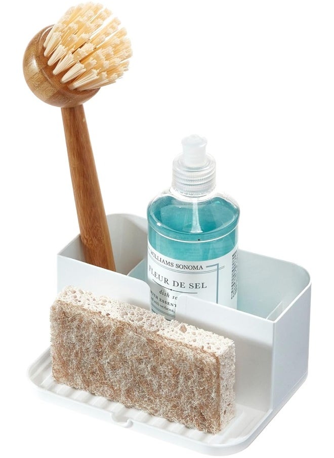InterDesign iDesign Recycled Plastic Sink Caddy with Tray - 4.72” L x 6” W x 2.8” H, White  - Image 1