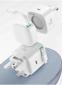 Usams PD35W Dual Output GaN Fast Charger With Lightning Magnetic Retractable Cable Module (UK)  - Image 2