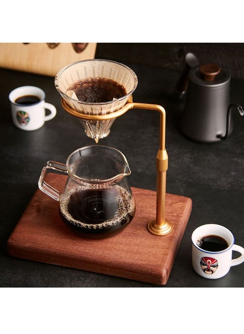 Adjustable Pour Over Filter Coffee Dripper Station with Wooden Base Stand