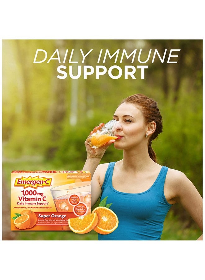 Alacer Emergen-C 1000Mg Vitamin C Powder For Daily Immune Support Caffeine Free Vitamin C Supplements With Zinc And Manganese, B Vitamins And Electrolytes, Super Orange Flavor - 30 Count - Image 2