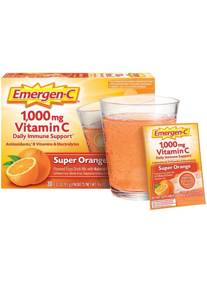 Alacer Emergen-C 1000Mg Vitamin C Powder For Daily Immune Support Caffeine Free Vitamin C Supplements With Zinc And Manganese, B Vitamins And Electrolytes, Super Orange Flavor - 30 Count - Image 4