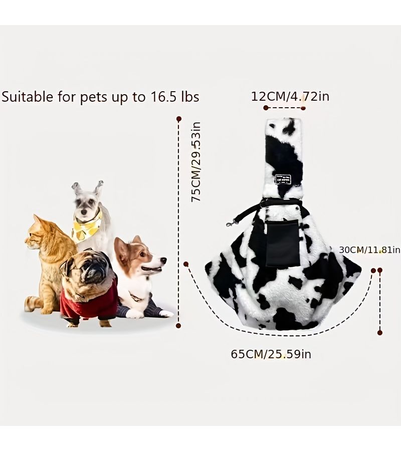 Brown Pet Outdoor Sling Bag With Dog Harness Thickened Adjustable Straps Pockets Perfect For Travel Snap Closure Carrier - Image 2