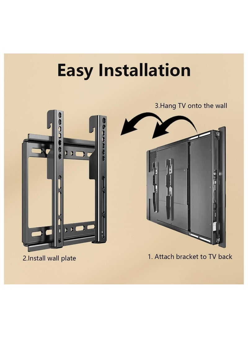 نيوستار حامل حائط تلفزيون NEWSTAR ثابت منخفض المستوى لشاشات LED و LCD و Plasma من 14 إلى 43 بوصة، متوافق مع VESA 200x200 مم، تصميم فائق النحافة لتوفير المساحة، سهل التركيب، باللون الأسود - Image 2