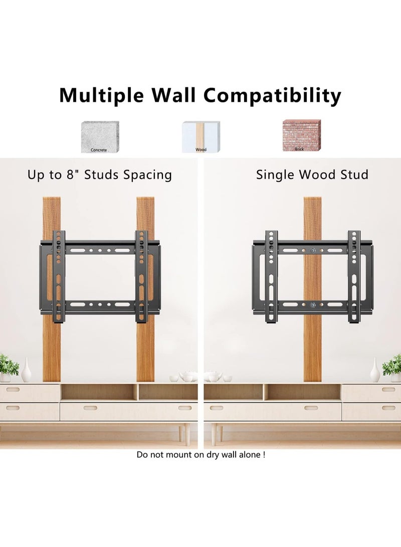 نيوستار حامل حائط تلفزيون NEWSTAR ثابت منخفض المستوى لشاشات LED و LCD و Plasma من 14 إلى 43 بوصة، متوافق مع VESA 200x200 مم، تصميم فائق النحافة لتوفير المساحة، سهل التركيب، باللون الأسود - Image 4