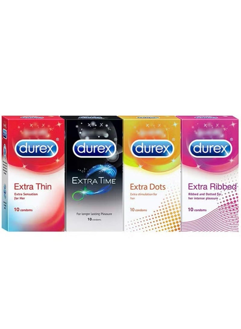 Set Of 4 Honeymoon Pack- Extra Thin, Time, Dots, Ribbed Condom