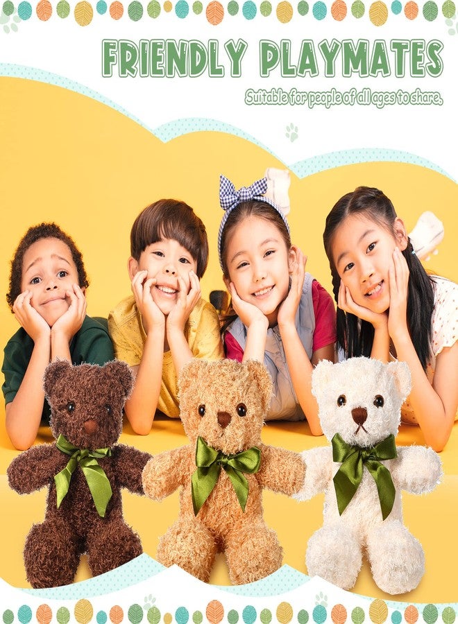 Zhanmai 9 Pieces Cute Bear Stuffed Animals 10 Inch Soft Plush Stuffed Bears Toy Valentine‘s Day Gift Bulk with Bow Tie Kids Boys Girls Graduation Baby Shower Birthday Party Gift(Dark Brown, Golden, White) - Image 2