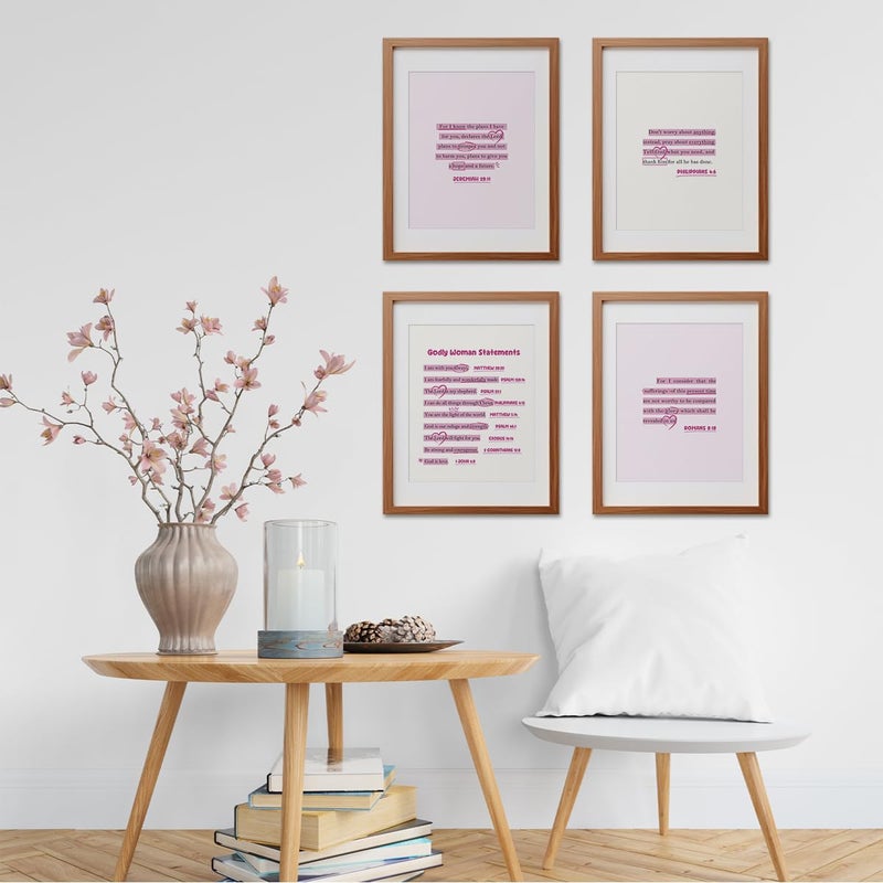 Etviso Christian Wall Art Inspirational Pink Bible Verse Wall Decor Set of 4 Breppy Breppy Christian Wall Art Prints Christian Gift Poster Decor - Image 4