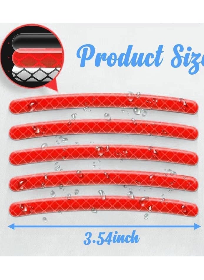 Excefore - Reflective Car Wheel Rim Stickers 20pcs Night Safety Warning Car Stickers Anti-Scratch Reflective Stickers Car Motorcycle Wheel Safety Decorative Car Decals Universal for Car Vehicle Truck (Red) - Image 1