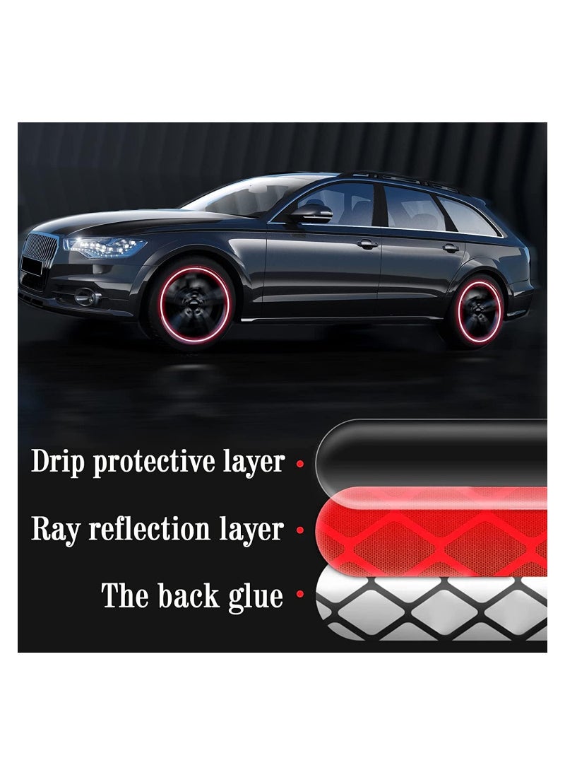 Excefore - Reflective Car Wheel Rim Stickers 20pcs Night Safety Warning Car Stickers Anti-Scratch Reflective Stickers Car Motorcycle Wheel Safety Decorative Car Decals Universal for Car Vehicle Truck (Red) - Image 1