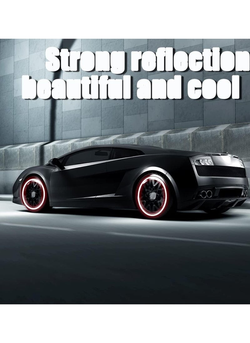 Excefore - Reflective Car Wheel Rim Stickers 20pcs Night Safety Warning Car Stickers Anti-Scratch Reflective Stickers Car Motorcycle Wheel Safety Decorative Car Decals Universal for Car Vehicle Truck (Red) - Image 1