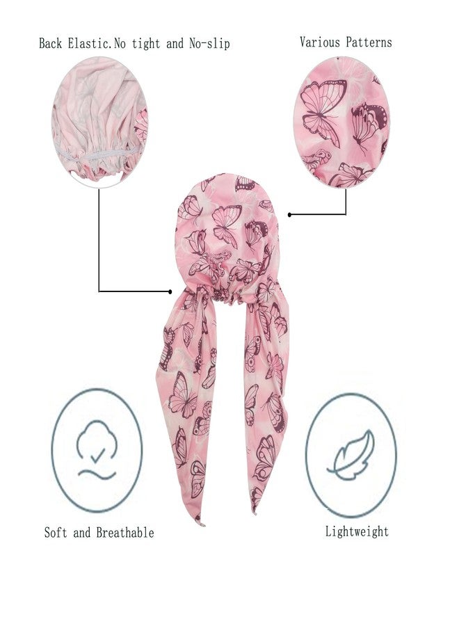 ZLYC Women Summer Chemo Beanie Hat Turbans Head Scarf Pre-Tied Headwear, Butterfly Pink, One Size - Image 5