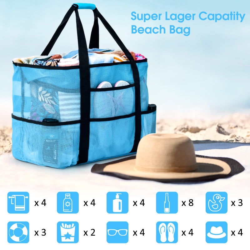 oscaurt Mesh Beach Bag Extra Large Waterproof Sandproof Beach Tote Pool Swim Bag Travel Vacation Essentials - Image 4