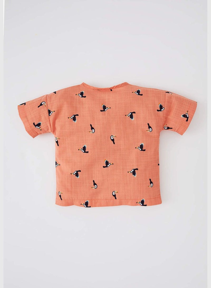 DeFacto Regular Fit Short Sleeve Printed Poplin Shirt - Image 4