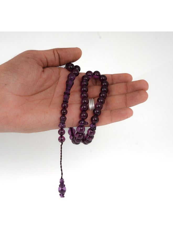 R.S Polish Amber Dust Prayer Beads, Round Cut, 51 Beads, Dark Color - Image 3