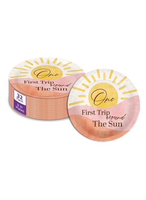 First Trip Around The Sun 1St Birthday Large 9" Paper Plates In Bulk 32 Piece