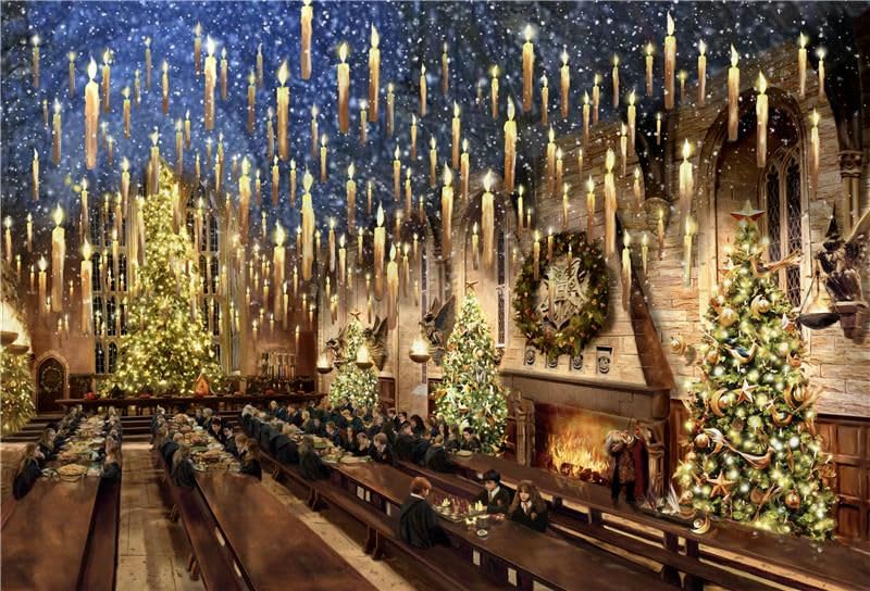 Buffalo Games Ceaco Thomas Kinkade Harry Potter The Great Hall 500 Piece Silver Select Jigsaw Puzzle Festive Christmas Puzzles for Adults PrecisionCut Pieces Winter Artwork and Hours of Holiday Fun - Image 1