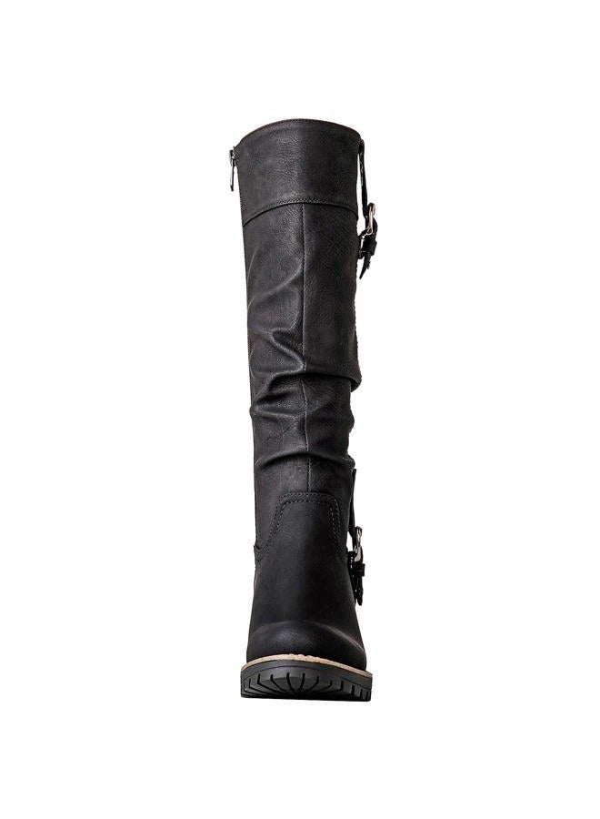 GLOBALWIN Women's Chunky Low Heels Boots Knee High Boots For Women, 19yy15 Black, 9 - Image 4