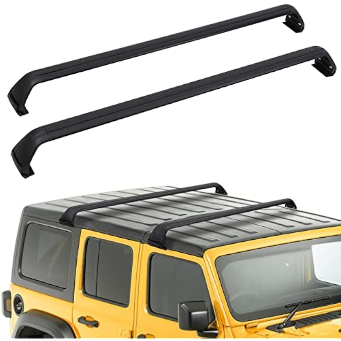 rayihni Car Roof Rack Cross Bars, for 2007-2023 Jeep Wrangler JK JL Unlimited 2&4 Door with Grooved Side Rails, Aluminum Cross Bar Replacement for Rooftop Cargo Carrier Bag Kayak Bike Snowboard - Image 1