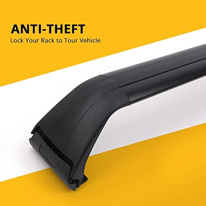 rayihni Car Roof Rack Cross Bars, for 2007-2023 Jeep Wrangler JK JL Unlimited 2&4 Door with Grooved Side Rails, Aluminum Cross Bar Replacement for Rooftop Cargo Carrier Bag Kayak Bike Snowboard - Image 3