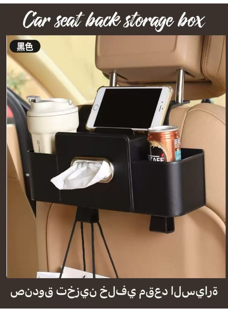 منظمو السيارات حقيبة تخزين جلدية لمقعد السيارة الخلفي مع دعم طاولة قابلة للطي، وحقيبة تخزين معلقة متعددة الجيوب لظهر مقعد السيارة - Image 1