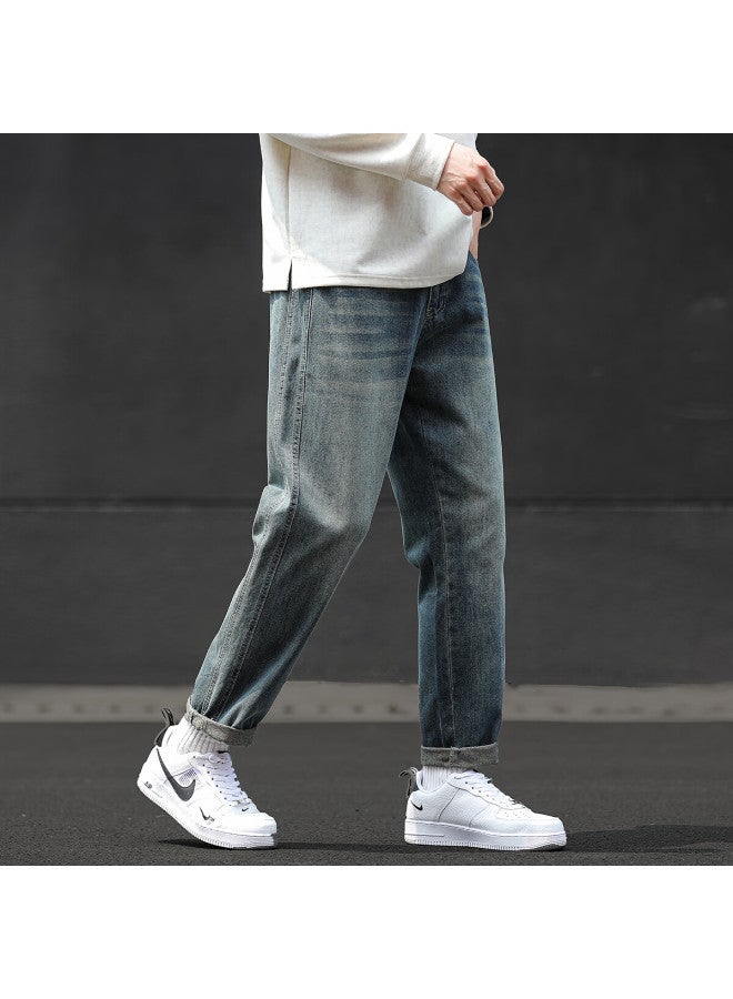 Tonlion  Autumn Winter Men's Side Label Detail Denim Jeans - Image 2