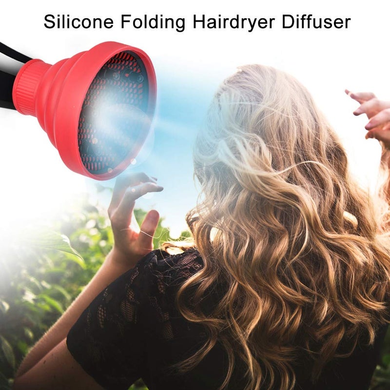 klarako Universal Hair Diffuser Adaptable for Blow Dryers, Makeup Hair Styling Dryers Attachment for Curly or Wavy Hair, Hairdressing Accessory for Barber Salon (D-2.36“ Red Collapsible) - Image 3