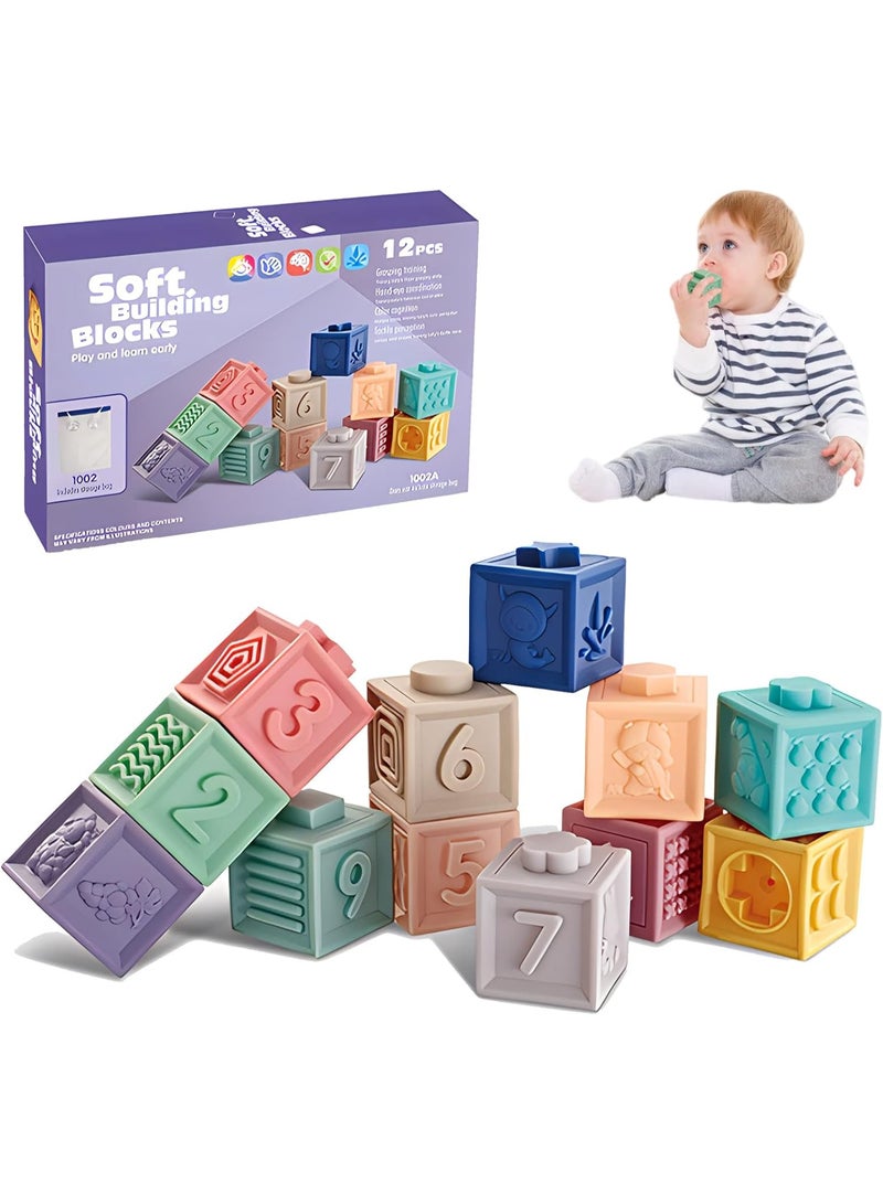 Unique Montessori Sensory Blocks Baby Bath Toys for Infants and Toddlers 6 9 Months 1 Year Old, Silicone - Image 1