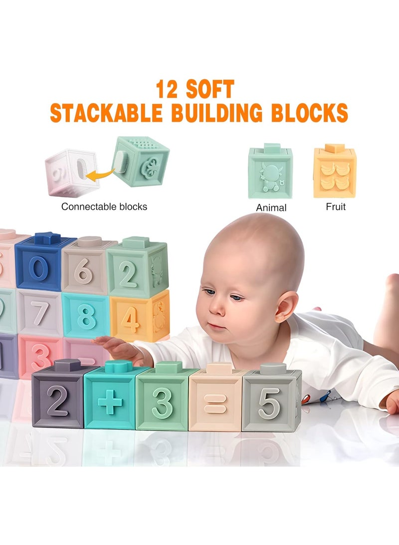 Unique Montessori Sensory Blocks Baby Bath Toys for Infants and Toddlers 6 9 Months 1 Year Old, Silicone - Image 4
