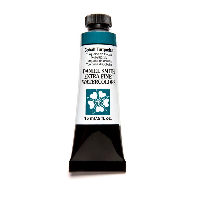 DANIEL SMITH 284600029 , Cobalt Turquoise Extra Fine Watercolor 15ml Paint Tube, 0.5 Fl Oz (Pack of 1) - Image 1