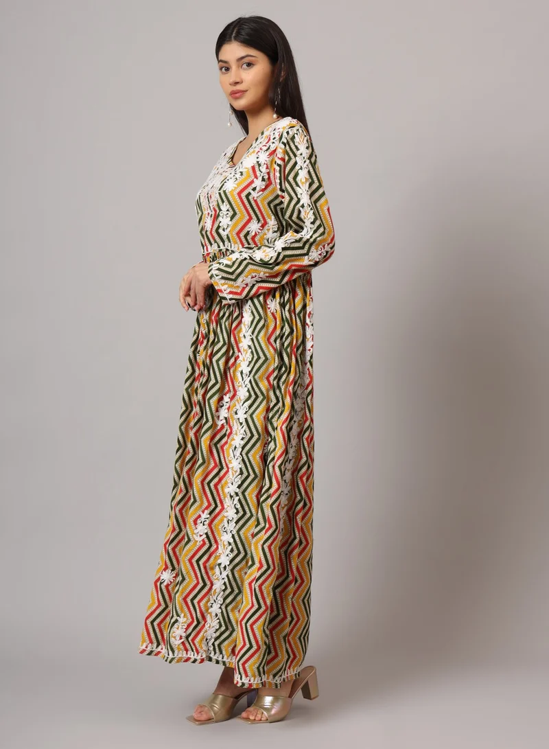 Alaya Hand Embroidered Lucknowi Chikankari  Printed Mulmul Cotton Jalabiya-AL3936
