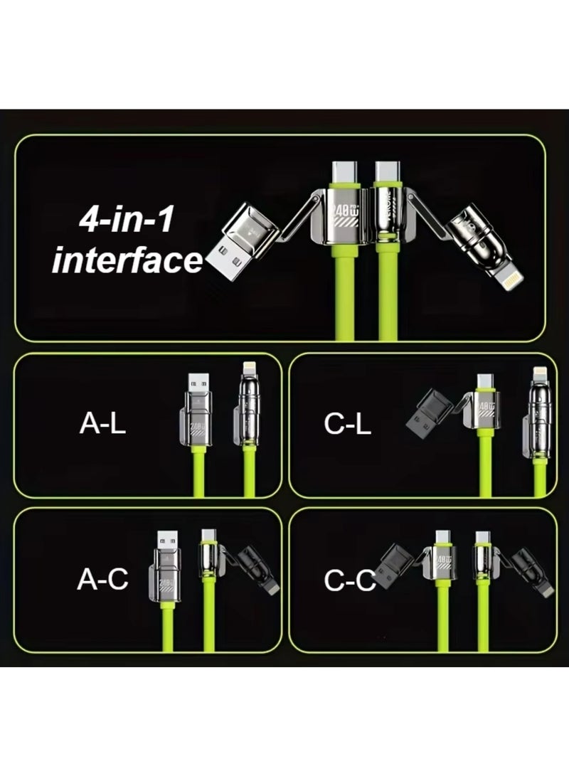 240W Silicone 4-in-1 Fast Charging Cable for IPhone 16 15 14 13 12 11 Pro Max for Samsung S25 S24 S23 for LG for Moto G Oppo - Image 2