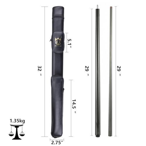 CROWN ME Carbon Fiber Pool Cue Stick128mm Tip Billiard Carbon Fiber cue 58 Tip Low Deflection Billiard Carbon Fiber cue with case Weight Adjustable Design 18OZ184OZ19OZ20OZ - Image 3