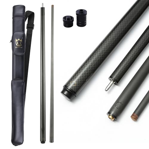CROWN ME Carbon Fiber Pool Cue Stick128mm Tip Billiard Carbon Fiber cue 58 Tip Low Deflection Billiard Carbon Fiber cue with case Weight Adjustable Design 18OZ184OZ19OZ20OZ - Image 1