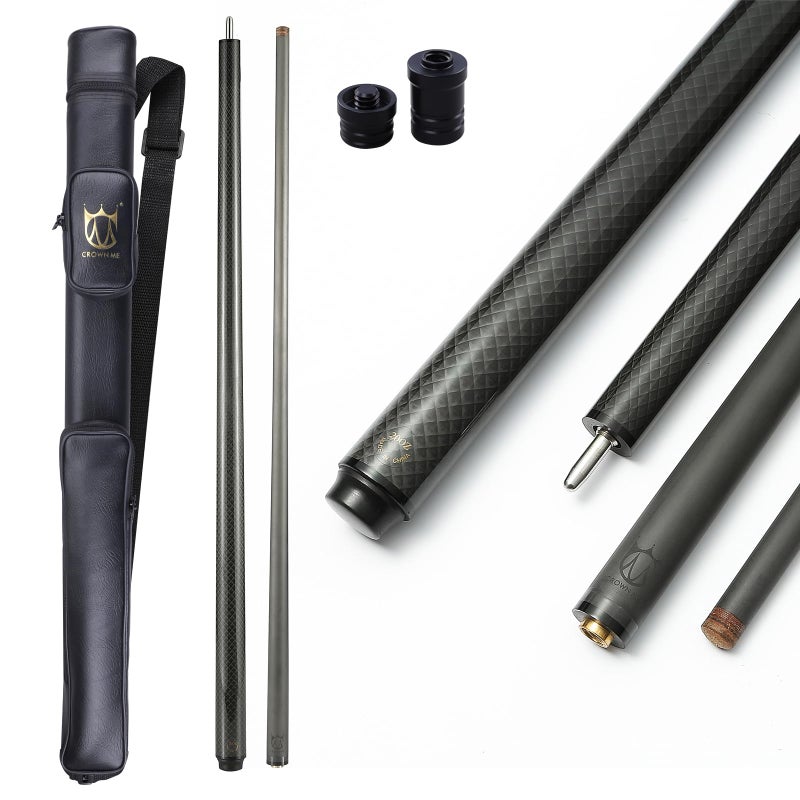 CROWN ME Carbon Fiber Pool Cue Stick128mm Tip Billiard Carbon Fiber cue 58 Tip Low Deflection Billiard Carbon Fiber cue with case Weight Adjustable Design 18OZ184OZ19OZ20OZ - Image 2