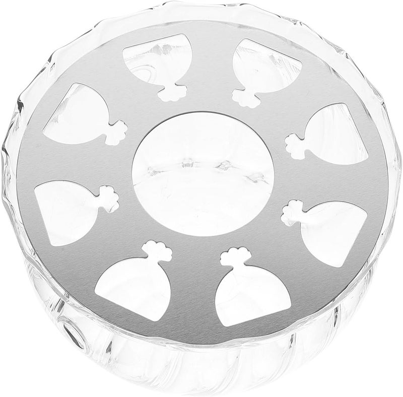 Tealight Teapot Warmer Glass Tea Warmer Base with Candle Holder for Desk Use, Striped Crystal Teapot Heat Base for Gongfu Tea Ceremony - Image 1