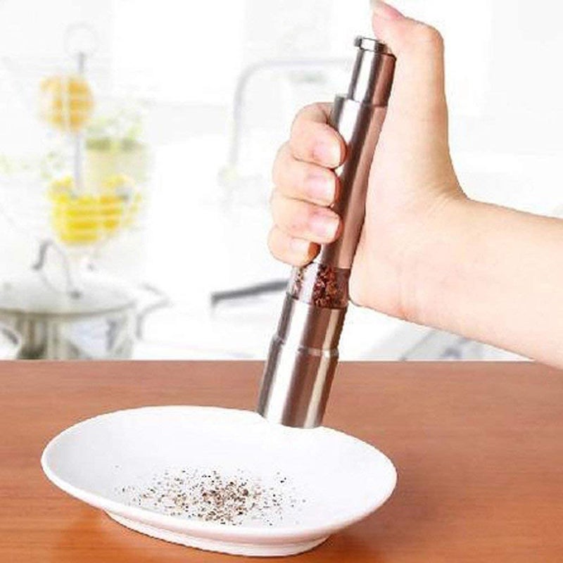 Entraxa Stainless Steel Pepper Miller Grinder Crusher Hand Thumb Press Set 15 X 25 X 25 cm Silver - Image 4
