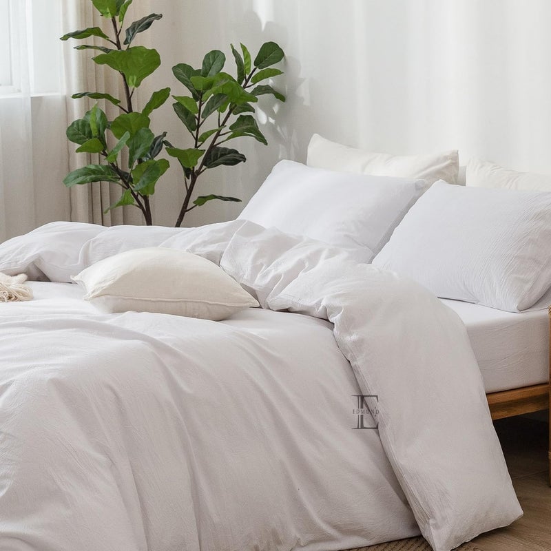 EDMUND Brushed Microfiber Single Bed Duvet Cover SetComforter CoverRajai CoverBlanket Cover 60x90 Inch Quilt Cover Single Bed with Zipper Pillow Cover White - Image 2