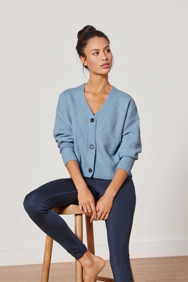 Tchibo Women V-Neck Knitted Heather Cardigans, Light Blue - Image 1