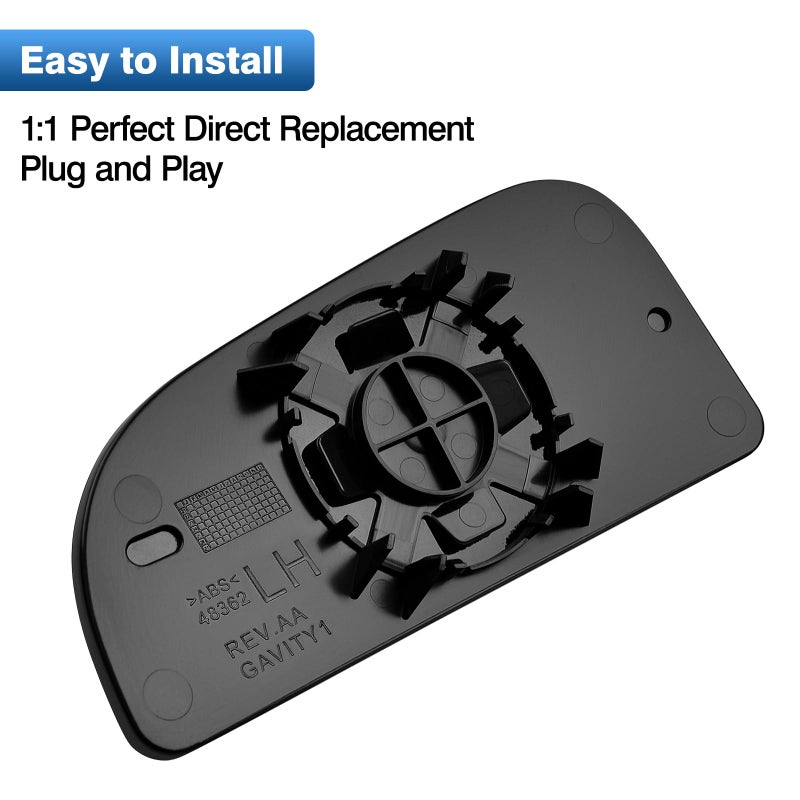 TOP-MAX Ram Driver Left Side Lower Mirror Glass Replacement for 2010-2020 Dodge Ram 1500 2500 3500 4500 5500, Towing Mirrors Convex Glass with Rear Mounting Bracket, 68067731AA - Image 5