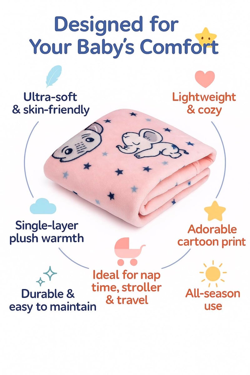 PWI Supersoft Baby Blanket Wrapper for Newborn | 30x40 inches | Lightweight AC Blanket for 0-2 Years | Ultra Soft & Skin-Friendly | Pack of 1 -Peach - Image 2